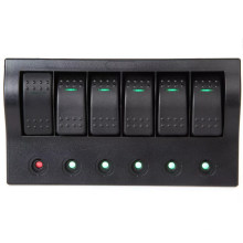 Marine Boat RV 6 Gang Waterproof Rocker Switch Panel W/LED Indicator & Breakers